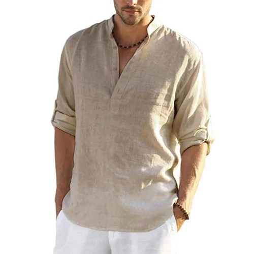 Herren leinen optik bluse - leinen-optik,