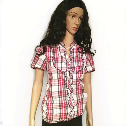 Rotweiß karierte damen bluse - karierte,